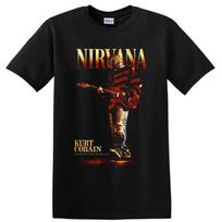 Kurt Cobain Nirvana Grunge Rock Guitar T Shirt Vintage Concert Style Tee Gift M brown