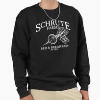 Unisex Cotton Sweater Pullover Hoodie Printed Sweater The Office Schrute Farms Pullover Sweatshirt Casual Long Sleeve Sweatshirt S (45-50kg) black