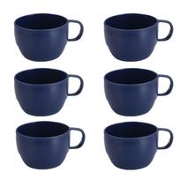 6PCS Unbreakable Camping Coffee Mug Microwave-safe Drink Cup Practical Family Tea Cup  Office tamsiai mėlyna spalva