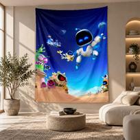 Decorative Tapestry,Astro Bot Printed Wall Art, Lightweight Wall Hanging For Bedroom Background 100cmx150cm blue
