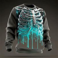 Skeleton Pattern Hoodies For Man Fun Colorful 3D Printed Pullover Sweater Street Long Sleeve Hoodies Oversized Sweatshirts Tops XL brown