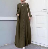Moteriška rudeninė musulmonė Kaftan Abaya Solid Elegantiška Dubajaus islamo kieto maišo marškinėlių suknelė M gray