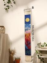 Makramė gobelenas Saulėlydis Saulėtekis Rankų darbo sieniniai gobelenai Boho menas Namų dekoracija Sieninis kabinamas elementas svetainei miegamajam Ornamentas beige