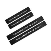 For Tesla Model 3 Y S X 2014- Car Door Sill Stickers PVC Decorative Decals Auto Exterior Threshold Protective Accessories For Model Y black