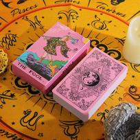 Auksu dengtos rožės tarot kortos: Patvarus, vandeniui atsparus PET su instrukcijomis pink