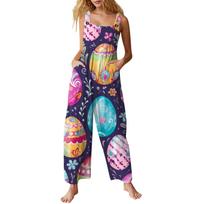 Women's Jumpsuit Printed Casual Loose Jumpsuit XXL violetinė