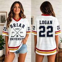 Naujas Filmas Už Kampo Briar Universitetas Džersis Graham 44 LOGAN 22 DI LAURENTIS 66 Tucker 46 Marškinėliai V formos iškirpte Trumpomis rankovėmis Marškinėliai M black