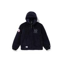 New Era Letter Print Loose Fit Hoodie Jacket Unisex jackets 13781145 XL black