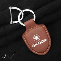 For Skoda Octavia Kodiaq Fabia Vrs Superb Karoq Yeti Rapid Accessories Car Shield Leather Keychain Key Ring Pendant Holder Gift xknz73 ruda