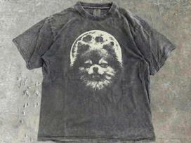 Pomeranian Moon Shirt, Vintage Pom Dog Graphic Tee, Retro Pomeranian Lover Gift 150 gray