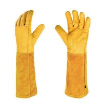 Karvės odos avikailio suvirinimo ir sodo pirštinės - Atsparios dėvėjimuisi ir karščiui, minkštos odos darbo apsauga 39cm Sheepskin Cowhide Garden Gloves Yellow S yellow