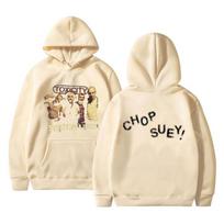 System of A Down Hoodie Toxicity Chop Suey Front Back Print Men Women Rock Band Pullover Sweatshirt Vintage Metal Unisex Streetwear Top XXXL beige