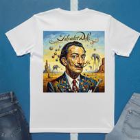 Salvador Dali Portrait T-Shirt | Surrealist Art Back Print Tee 120 beige