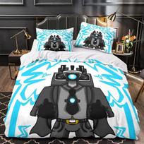 New 3D Game Skibidi Toilet Comfortable Duvet Quilt Cover Pillowcase Bedding Set Children Bedroom Decoration Home Textile 135x200cm gray