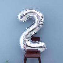 32-Inch Silver Large Number Foil Balloon for Birthdays and Photos gray