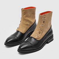 Chelsea Boots Men'S Splicing Buttons Trend Pointed Martin Boots Casual Leather Shoes British Style Platform Height Commute 44 juoda