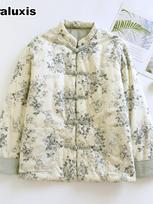Autumn Winter Chinese Style Handmade Cotton Vintage Mandarin Collar Button-Down Fleece Lined Warm Coat M alyvuogės