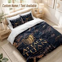 Attack on Titan Bedding Set, 1 Duvet Cover & 2 Pillowcases Soft Comfortable Bedroom Home Textile Decor 140cmx210cm