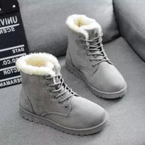 New snow boots women's flat heels Martin boots winter cotton short boots women's cotton shoes large size 40 white