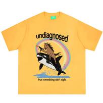 Nediagnozuotas, bet kažkas negerai Arklys su Orca Banginiu Juokingi Memų Marškinėliai Unisex Unisex Hiphopo Punk Medvilniniai Laisvi Laisvalaikio Marškinėliai 4XL yellow