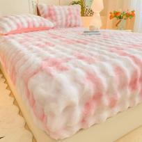 Pūkuota, pliušinė, prigludusi žieminė paklodė, vienspalvė, triušio vilnos paklodė su elastingu, šiltu, storinančiu čiužinio užvalkalu. 2XPillowcase(48x74cm )