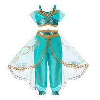 Adorable Kids Aladdin Costume For Girls Halloween Dress Up 130cm(6 years) blue