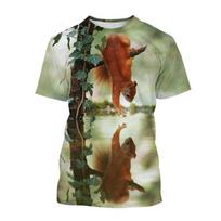 Gyvūnas Mielas Voverė 3D Spausdinimas Apvalia Kaklo Marškinėliai Vasara Vyrai Moterys Trumpomis Rankovėmis T-shirt Per dideli Harajuku Marškinėliai Viršutiniai Drabužiai Vaikų Drabužiai 3XL beige
