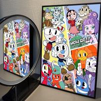 Animacinis žaidimas C-Cuphead Klasikiniai Vintažiniai Plakatai Baltas Popierius Spaudiniai Plakatai Meno Kūriniai Kawaii Kambario Dekoras 30cm×40cm NoFrame black