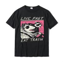 Live fast! Eat garbage! New hot T-shirt shirt Camisas Hombre for men wearing Tees Harajuku shirts XXL juoda