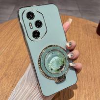For Honor 400 Lite Fashionable Galvanized Phone Case for Honor 300 Ultra 200 90 Pro Lite X9X X9 X8 A B C Quicksand Bracket Shell Case & Holder&Honor 400 Lite šviesiai žalios spalvos