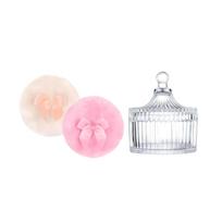 Body Powder Puff And Container,Dusting Powder Jar With Makeup Puff,Large Dusting Powder For Women Body Puff One Size white