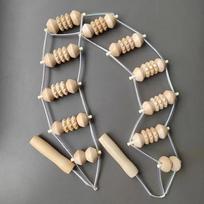 Wood Back Massage Roller Rope, Wood Therapy Cellulite Massage Tools, Self Massage Tools for Neck Leg Back Pain Relief Body Care beige