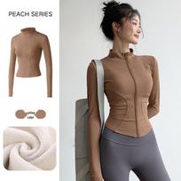 Women's Slim-Fit Fleece-Lined Running Jacket - Autumn/Winter 2025 Yoga & Fitness Long Sleeve. XXXL gray