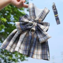 Cute Plaid Skirt Chest Strap Leash Dog Cat Vest Clothes Fighting Supplies Pet Harnesses Walking Pet Accessories Comfortable XXL gray