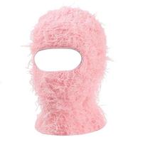 New Hip Hop Balaclava Distressed Knitted Caps Full Face Ski Mask Women Outdoor Camouflage Fuzzy Ski Balaclava Beanies Hat white