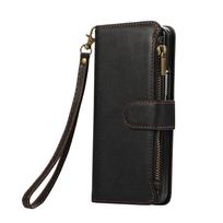 Suitable for Samsung Z Fold7 mobile phone leather case Z Fold4 multi-function zipper wallet card diagonal span portable rope Samsung z fold7 black