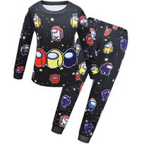Soft Smooth Among Us Printed Nightwear Set For Kids Regular Size Type Black,160CM/12-13 Years black