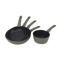 Nonstick Aluminum Cookware Set 5-Piece With Fry Pans 20/24/28/30cm Milk Pot 18cm Induction Compatible Gift Ready 5-piece cookware set black