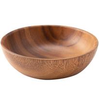 Aukštos kokybės didelis salotų dubuo su serviravimo įrankiais Medinis salotų dubuo Premium akacijos bangos formos dubuo vaisiams ar salotoms 11*6cm brown
