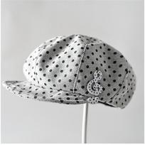 Y2K Retro Polka Beret Linen Fabric Girl Dot Music Japan Cute Girl Sweet Octagonal Cap Outdoor Sunshade Skirt Accessories One Size gray
