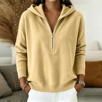 Women's Casual Zip-Up Hoodie Sweatshirt with Collar for Commuting & Daily Wear S geltona