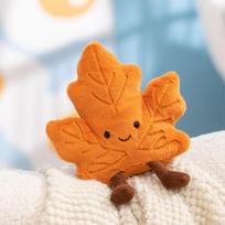 JC Ginko lapo pliušinis žaislas Minkšta miela kimštinė klevo lapo lėlė Rudens dekoras Guodžiančia dovana namams Sofos dekoracija suaugusiems orange