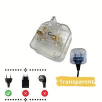 Type G UK Travel Plug Adapter, Grounded Universal US EU AU to 3 Pin AC Power Socket for Home Travel & Electronic Devices 1pc Transparent UK