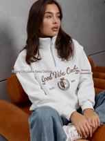 Women's Oversized Half-Zip Lapel Hoodie – European & American Fall/Winter Style, Trendy & Unique. L black