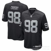 Mens NFL Raiders 17 Adams 98 Crosby Black White Embroidered Football Jersey Game Day Fan Wear XXXL