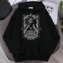 Karštas Anime Death Note Ryuk Spausdintas Gobtuvėlis Unisex Vyrai Moterys Karštas Manga Laisvas Kasdienis Megztinis Džemperis Vintage Streetwear Minkštas Medvilnės Audinys XXXL gray