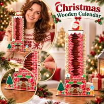 Wooden Christmas Advent Calendar with Chimney Countdown for Tabletop and Window Display Holiday Party Decoration One Size raudona