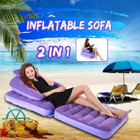 Light Waterproof Inflatable Lazy Sofa Camping Air Sleeping Bags Beach Lounge Home Office Chair Fast Folding With Air Pump gray