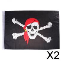 2x2ftx3ft Pirate with Red Bandana Flag Polyester 60x90cm Decors , Multi-Color, 2 black
