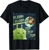 Glerp Glorp Funny Alien Cat Meme, Brainrot Tee, Costume T-Shirt unisex T-Shirt M black